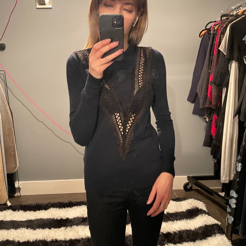 Adam Lippes Lace Cut-out sweater